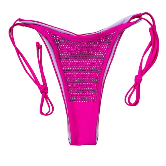 NWOT Hot Pink Rhinestone Bikini Set Size XL - Picture 5 of 8